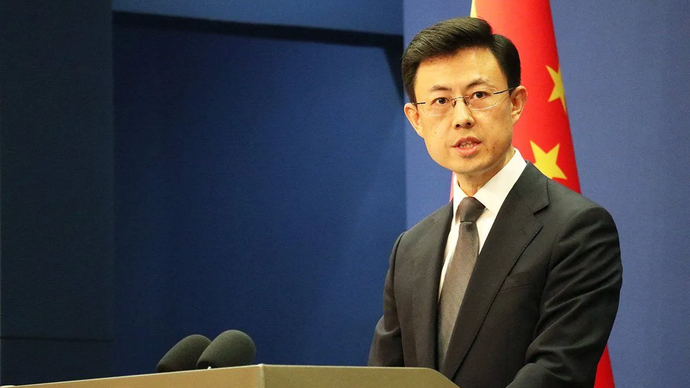Juru Bicara Kementerian Luar Negeri China Guo Jiakun dalam konferensi pers di Beijing, China, Selasa (21/1/2025).