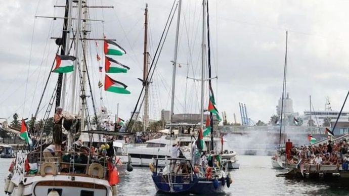 Kapal-kapal yang ikut bergabung dalam misi Global Sumud Flotilla untuk Gaza, Palestina.