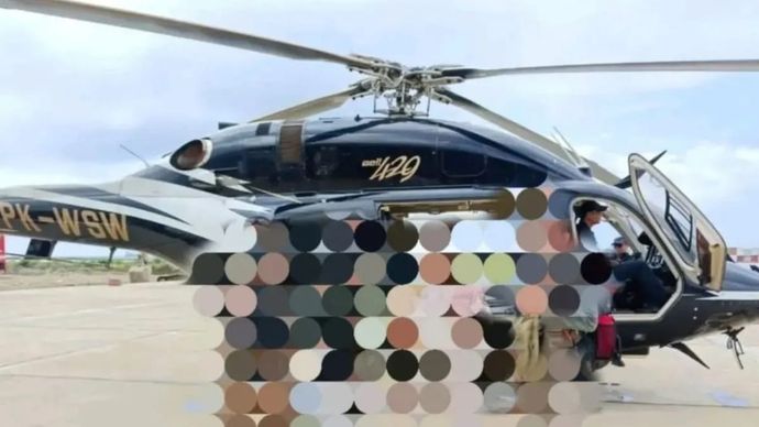 Arsip - Helikopter Bell 429 PK-WSW logistik eksplorasi kontraktor perusahaan tambang nikel Weda Bay Industri park (IWIP) yang dilaporkan hilang saat melintasi kawasan hutan Halmahera Tengah, Maluku Utara, Selasa 20 Februari 2024. ANTARA/Abdul Fatah