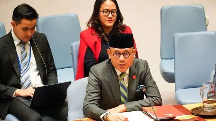 Wakil Menteri Luar Negeri (Wamenlu) RI Armanatha Nasir menyampaikan pernyataan dalam sidang terbuka Dewan Keamanan Perserikatan Bangsa Bangsa (DK PBB) terkait penanggulangan terorisme di kawasan Afrika, di New York, AS, Selasa 29 Juli 2025.
