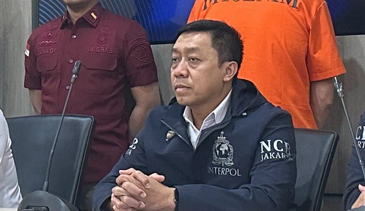 Sekretaris NCB Interpol Indonesia Brigjen Pol. Untung Widyatmoko saat menghadiri konferensi pers di Jakarta, Kamis 5 Desember 2024. ANTARA/Rio Feisal. <b>(Antara)</b>