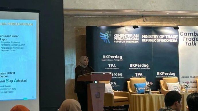 Kepala Badan Kebijakan Perdagangan (BK Perdag) Fajarini Puntodewi saat menghadiri Gambir Trade Talk di Jakarta, Selasa (19/11/2024).  <b>(ANTARA/Maria Cicilia Galuh)</b>