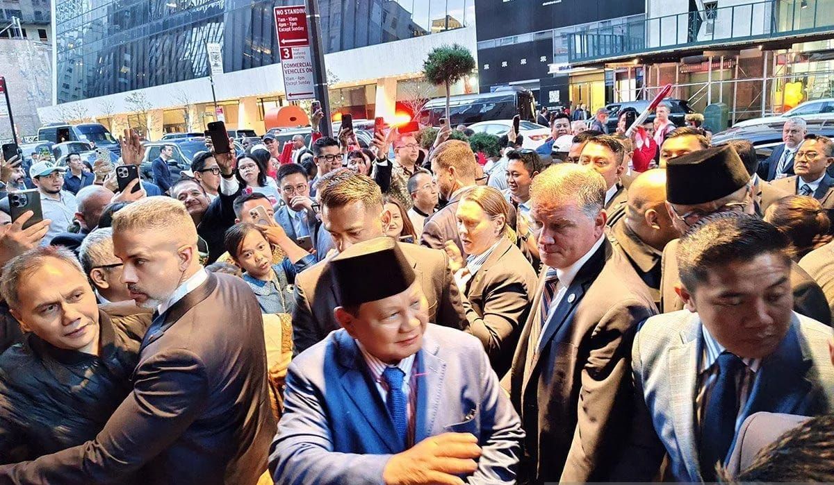 Presiden RI Prabowo Subianto tiba di hotel tempat menginap di kawasan Manhattan, New York, Amerika Serikat, Sabtu 20 September 2025. ANTARA/Fathur Rochman/am. <b>(Antara)</b>