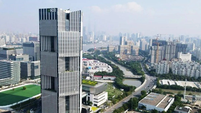 Gedung kantor pusat New Development Bank (NDB) BRICS di Shanghai, China. (ANTARA/Xinhua/aa)