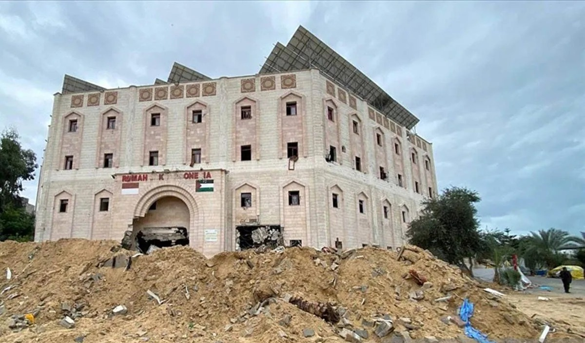 Arsip foto - Rumah Sakit Indonesia di Beit Lahia, Gaza utara, yang sudah tidak berfungsi karena serangan Israel. (ANTARA/Anadolu/py) <b>(Antara)</b>