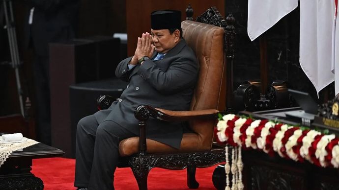 Presiden Prabowo Subianto menyampaikan pidato dalam Sidang Tahunan MPR RI dan Sidang Bersama DPR-DPD RI Tahun 2025 di Gedung Nusantara, Kompleks Parlemen, Jakarta, Jumat, 15 Agustus 2025.