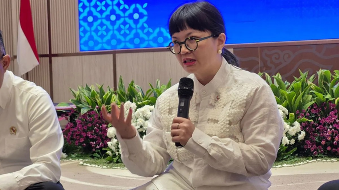 Wakil Menteri Pendidikan Tinggi, Sains, dan Teknologi (Wamendiktisaintek) Stella Christie dalam kegiatan halal bihalal bersama media di Jakarta, Senin 6 April 2026. ANTARA/Sean Filo Muhamad