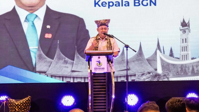 Kepala BGN Dadan Hindayana memaparkan manfaat MBG di Kota Padang, Rabu, (22/4/2026). ANTARA/Muhammad Zulfikar