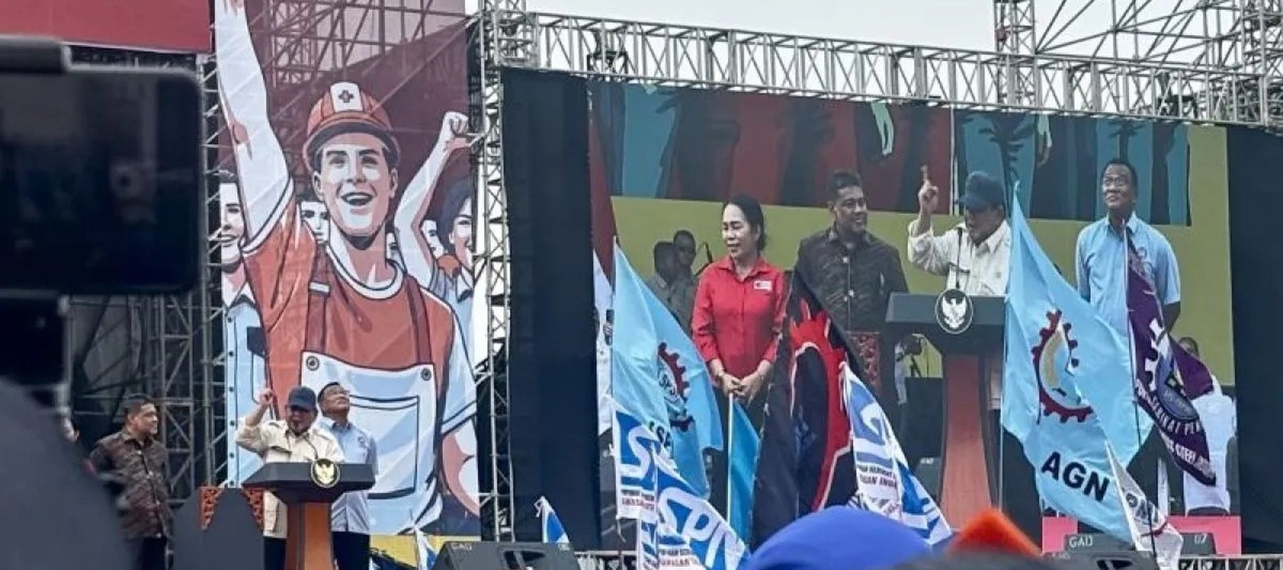 Presiden Prabowo Subianto di peringatan Hari Buruh Internasional (May Day) 2025. 