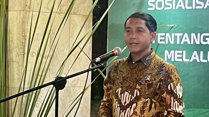 Menteri Kehutanan (Menhut) Raja Juli Antoni dalam konferensi pers di Auditorium Dr. Soedjarwo, Gedung Manggala Wanabakti, Kementerian Kehutanan (Kemenhut) RI, Jakarta, Rabu 29 April 2026. (ANTARA/Arnidhya Nur Zhafira)