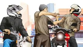 Polsek Cakung memeriksa dua petugas keamanan sebagai saksi terkait komplotan begal bersenjata tajam yang merampas sepeda motor pedagang sayur di kawasan Jakarta Industrial Estate Pulogadung (JIEP), Cakung, Jakarta Timur, pada Kamis (25/9) pagi.
