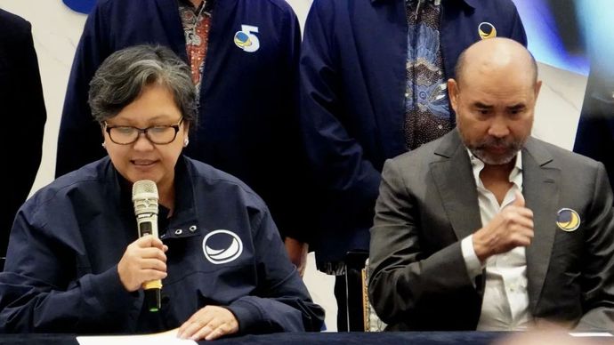 Anggota Majelis Tinggi Partai NasDem Lestari Moerdijat bersama Ketua Fraksi Partai NasDem Viktor Laiskodat.