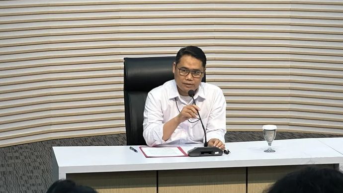 Pelaksana Tugas Deputi Penindakan dan Eksekusi Komisi Pemberantasan Korupsi Asep Guntur Rahayu saat memberikan keterangan di Gedung Merah Putih KPK, Jakarta, Kamis 14 Agustus 2025. ANTARA/Rio Feisal