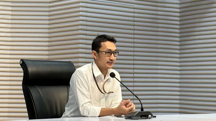 Juru Bicara Komisi Pemberantasan Korupsi Budi Prasetyo saat memberikan keterangan di Gedung Merah Putih KPK, Jakarta, Rabu, 27 Agustus 2025.