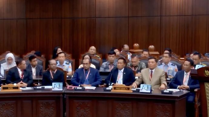 Sidang pemeriksaan lanjutan pengujian formal Undang-Undang TNI di Mahkamah Konstitusi RI, Jakarta, Senin, 23 Juni 2025.