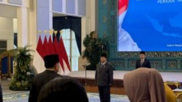 Suasana upacara pelantikan menteri dan wakil menteri serta pimpinan lembaga hasil reshuffle jilid ke-3 Kabinet Merah Putih yang dipimpin oleh Presiden Prabowo Subianto, di Istana Negara, Jakarta, Rabu 17 September 2025. ANTARA/Genta Tenri Mawangi