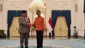 Presiden Republik Indonesia, Prabowo Subianto, menerima kunjungan Presiden New Development Bank (NDB), Dilma Vana Rousseff, di Istana Merdeka, Jakarta, pada Selasa, 25 Maret 2025.