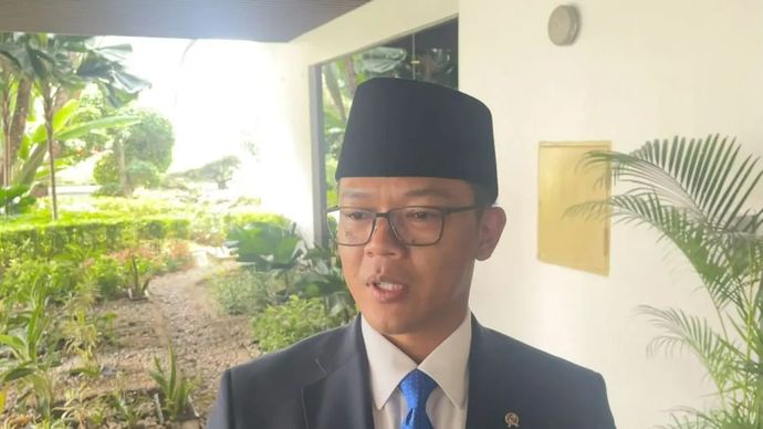 Menteri Luar Negeri (Menlu) RI sekaligus Sekretaris Jenderal Partai Gerindra Sugiono di Kantor Kementerian Luar Negeri (Kemlu) Jakarta, Selasa 5 Agustus 2025. (ANTARA/Nabil Ihsan)
