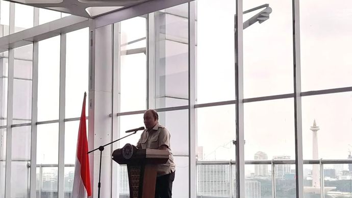 Kepala BGN Dadan Hindayana memberikan paparan terkait capaian Program MBG di Kantor BGN, Jakarta Pusat, Kamis 18 September 2025. ANTARA/Lintang Budiyanti Prameswari.