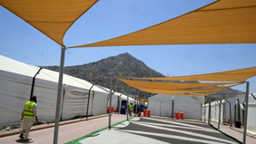 Menteri Haji dan Umrah Arab Saudi Tawfig Al-Rabiah meninjau langsung kesiapan tenda di Mina pada Selasa (21 April 2026) menjelang pelaksanaan ibadah haji 1447 Hijriah/2026 Masehi.