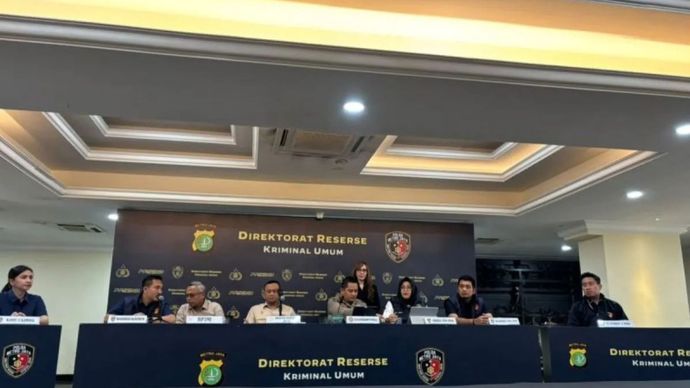 Polda Metro Jaya menggelar jumpa pers pengungkapan kasus Tindak Pidana Perdagangan Orang (TPPO) di Jakarta, Selasa (4/8/2026