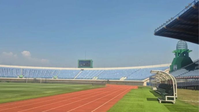 Stadion Si Jalak Harupat jelang FIFA ASEAN Cup 2026 di Kutawaringin, Kabupaten Bandung, Jawa Barat.