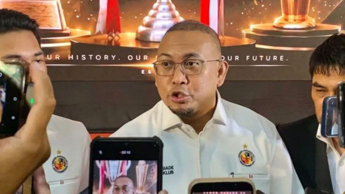 Presiden Klub Semen Padang Andre Rosiade saat ditemui awak media pada acara launching tim untuk kompetisi Championship 2026/27 di Alam Sutera, Tangerang, Selasa (25/8/2026).