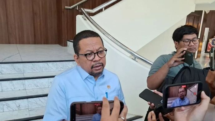 Kepala Badan Komunikasi Pemerintah RI Qodari saat memberikan keterangan kepada media di Kantor bakkPemerintah RI, Jakarta, Rabu (26/8/2026).