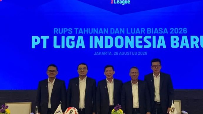 Direktur Utama I.League Ferry Paulus pada acara Rapat Umum Pemegang Saham (RUPS) di Jakarta Selatan, Rabu (26/8/2026).