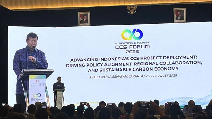 Utusan Khusus Presiden Republik Indonesia Bidang Iklim dan Energi, Hashim Djojohadikusumo dalam acara International and Indonesia CCS Forum 2026 di Jakarta, Rabu (26/8/2026). 