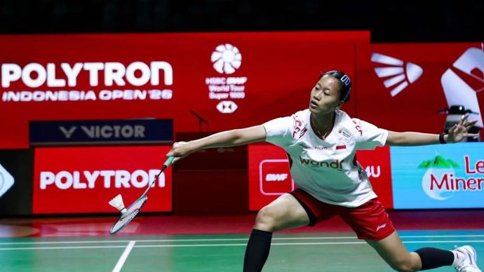 Arsip - Pebulu tangkis tunggal Indonesia Putri Kusuma Wardani saat bertanding pada babak 8 besar Polytron Indonesia Open 2026 di Istora Senayan, Jakarta, Jumat (5/6/2026). 