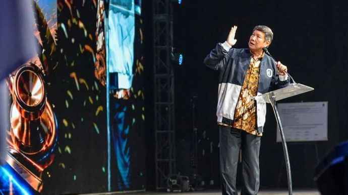 Arsip - Utusan Khusus Presiden Bidang Iklim dan Energi Hashim Djojohadikusumo memberikan pemaparan pada Seminar Nasional Kedaulatan Kesehatan di Gedebage, Bandung, Jawa Barat, Rabu (15/7/2026). 