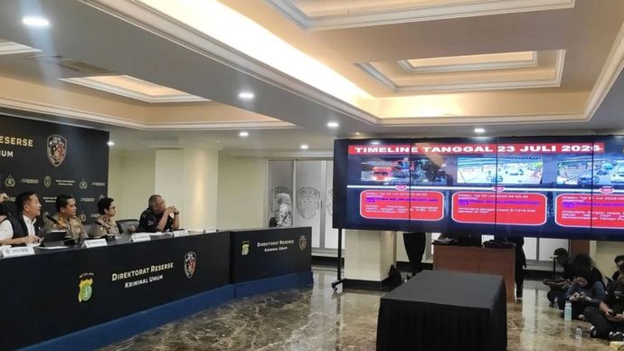 Wakil Direktur Reserse Kriminal Umum Polda Metro Jaya AKBP I Dewa Putu Gede Anom Danujaya saat menjelaskan berdasarkan data linimasa kejadian yang dihimpun, Rabu (30/9/2026).