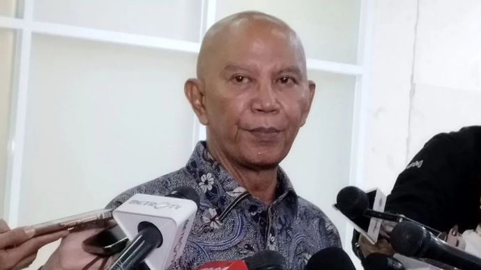 Anggota DPR RI Said Abdullah saat konferensi pers di kompleks parlemen, Jakarta, Senin (1/9/2025)