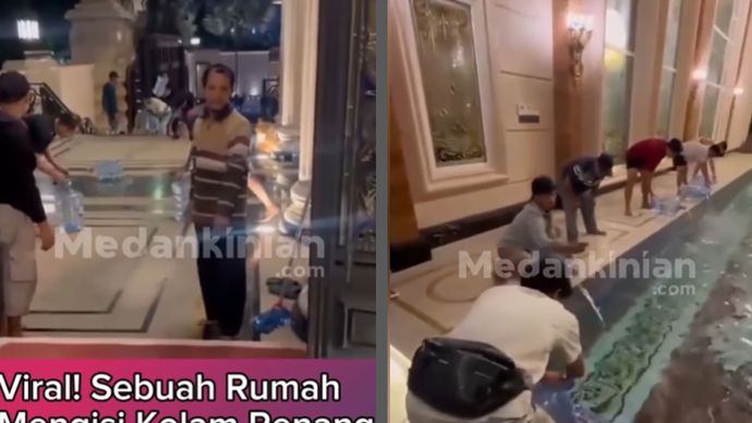 Viral! Rumah Isi Kolam Renang Pakai Galon Air Mineral di Tengah Bencana.