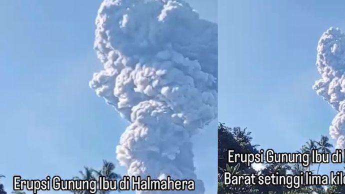 Gunung Ibu di Halmahera Barat kembali erupsi, pada Senin, (13/5/2024) <b>(Instagram/@warungjurnalis)</b>