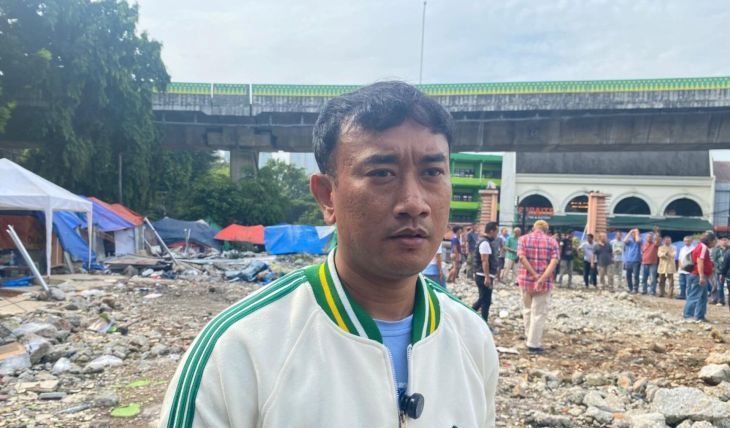 Koordinator Pedagang Lapak Taman Puring, Asmun memberikan keterangan kepada wartawan, Jakarta Selatan, Rabu 20 Mei 2026. ANTARA/Luthfia Miranda Putri. <b>(Antara)</b>