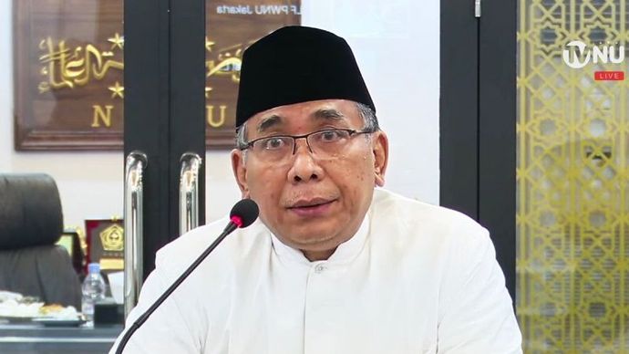 Tangkapan layar - Ketua Umum Pengurus Besar Nahdlatul Ulama (PBNU) KH Yahya Cholil Staquf. ANTARA/Se