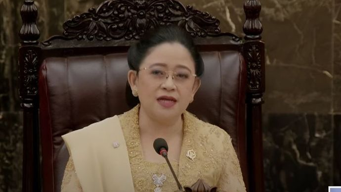 Ketua DPR RI Puan Maharani saat pidato kenegaraan 16 Agustus 2024.   <b>(Youtube DPR RI)</b>