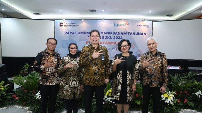 PT Kimia Farma Tbk (KAEF) merombak jajaran direksi dan dewan komisaris melalui Rapat Umum Pemegang Saham Tahunan (RUPST) Tahun Buku 2024 yang digelar di Jakarta, Rabu (30/7/2025) 