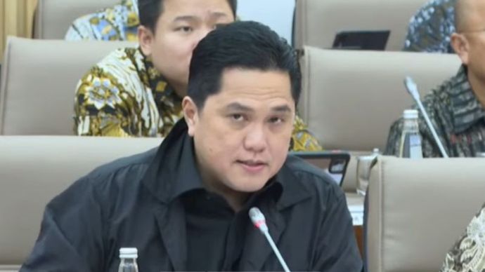 Menteri Badan Usaha Milik Negara (BUMN) Erick Thohir dalam Rapat Kerja bersama Komisi VI DPR RI di J