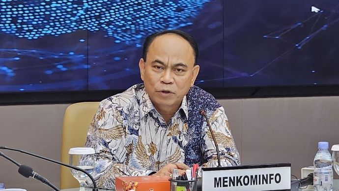 Menteri Komunikasi dan Informatika (Menkominfo) Budi Arie Setiadi di Kantor Kementerian Kominfo, Jakarta Pusat, Kamis (1/8/2024). 