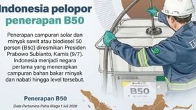 Presiden Prabowo Subianto meresmikan penerapan mandatori biodiesel B50 pada Kamis, 9 Juli 2026. Indonesia menjadi negara pertama di dunia yang menerapkan campuran 50 persen solar dan 50 persen minyak sawit.