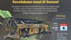 Kecelakaan maut melibatkan bus ALS dan truk tangki BBM terjadi di Jalan Lintas Sumatera, Kecamatan Karang Jaya, Kabupaten Musi Rawas Utara, Sumatera Selatan, Rabu, 6 Mei 2026 sekitar pukul 12.00 WIB.