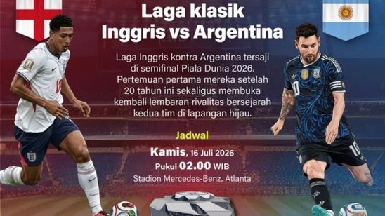 Infografik: Inggris vs Argentina, Duel Klasik Penuh Rivalitas