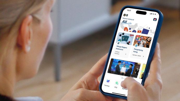 Tampilan aplikasi All Indonesia di perangkat mobile. Aplikasi ini memudahkan penumpang internasional dalam mengisi formulir deklarasi kedatangan secara digital, mencakup imigrasi, bea cukai, kesehatan, hingga karantina. Jika terjadi salah input data,