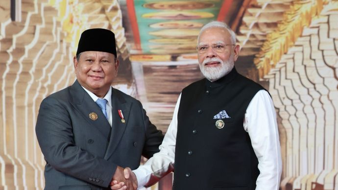 Presiden Prabowo Subianto disambut langsung secara hangat oleh Perdana Menteri India Narendra Modi