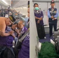 Suami Lemas dan Banjir Air Mata saat Nyai Nur Fadilah Jamaah Haji asal Sidoarjo Meninggal di Pesawat