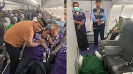 Suami Lemas dan Banjir Air Mata saat Nyai Nur Fadilah Jamaah Haji asal Sidoarjo Meninggal di Pesawat