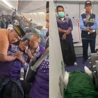 Suami Lemas dan Banjir Air Mata saat Nyai Nur Fadilah Jamaah Haji asal Sidoarjo Meninggal di Pesawat